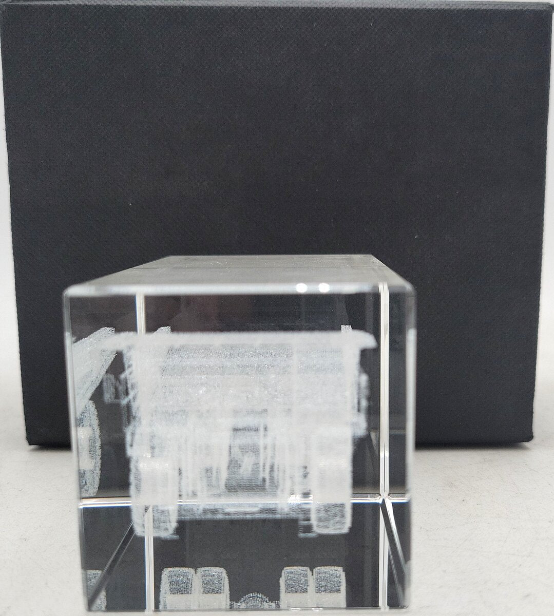 3D Laser Etched Crystal Caterpillar Mining Dump Truck Paperweight LN/Box