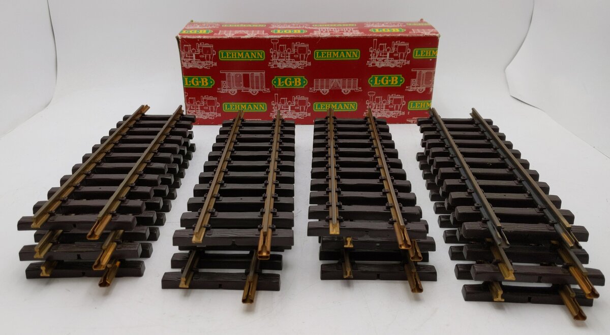 LGB 10000 G Scale 12 Inch Brass Rail Straight Track Sections (12) EX/Box
