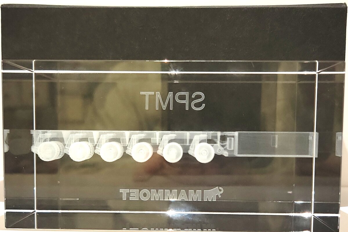 Mammoet 3D Laser-Engraved Self-Propelled Modular Transporter Crystal Paperweight LN/Box