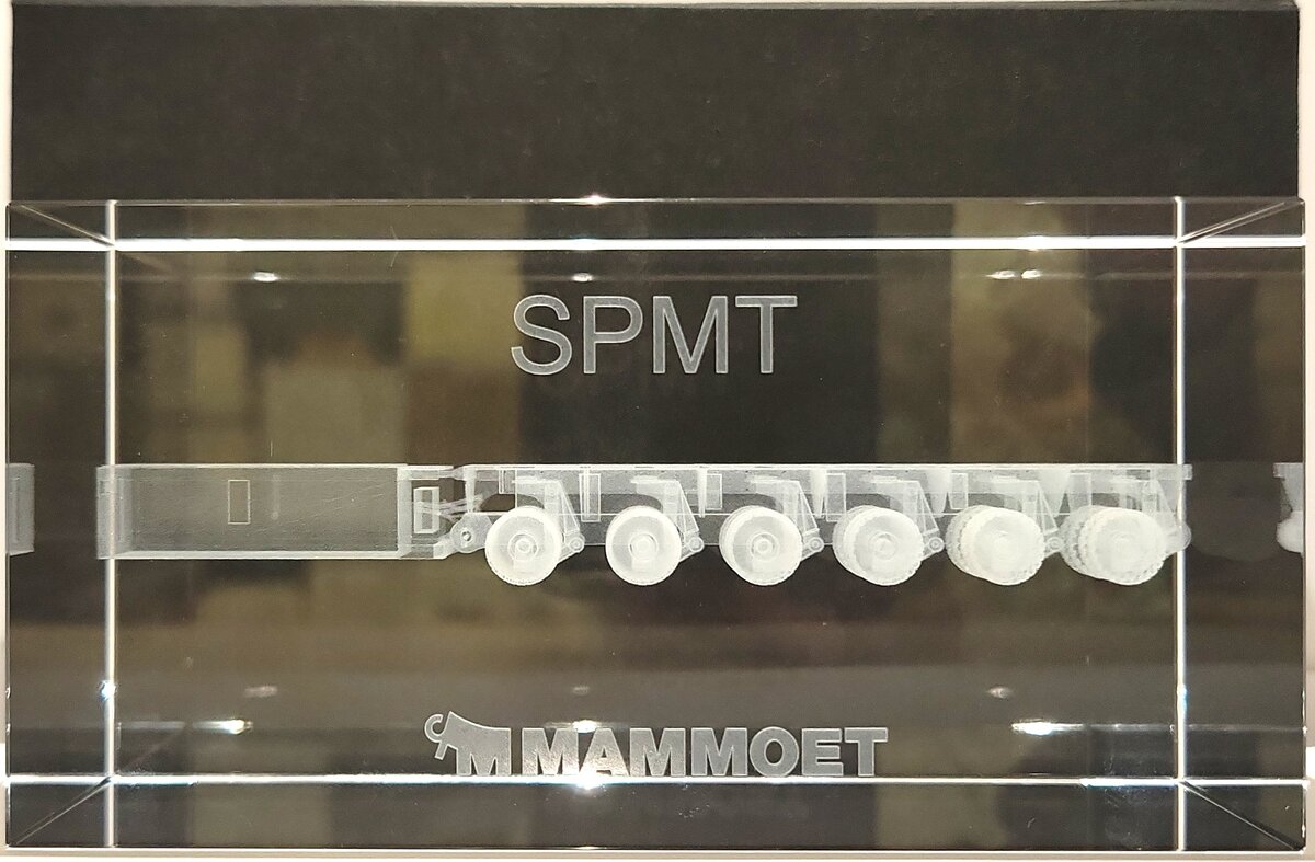 Mammoet 3D Laser-Engraved Self-Propelled Modular Transporter Crystal Paperweight LN/Box