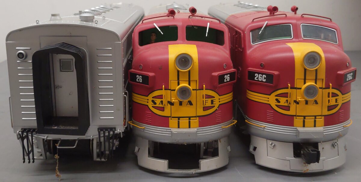 USA Trains 26A, 26,& 26C G Santa Fe F-3 ABA Diesel Locomotive Set
