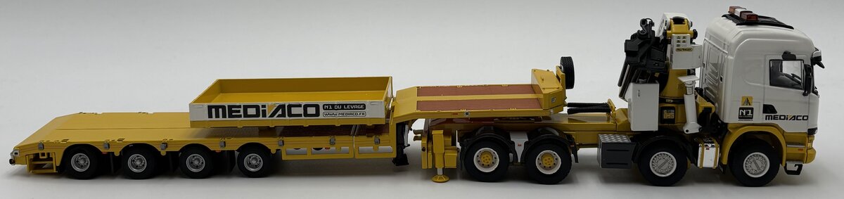 WSI 01-1934 1:50 Mediaco Scania Streamline Highline 8x4 w/Semi Lowloader-4 Axle LN/Box