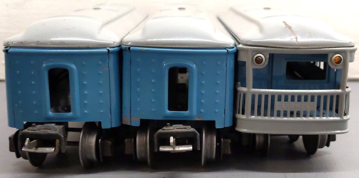 Lionel Vintage O Prewar Blue/Gray Tinplate Passenger Cars: 1630, 1631 [3] VG