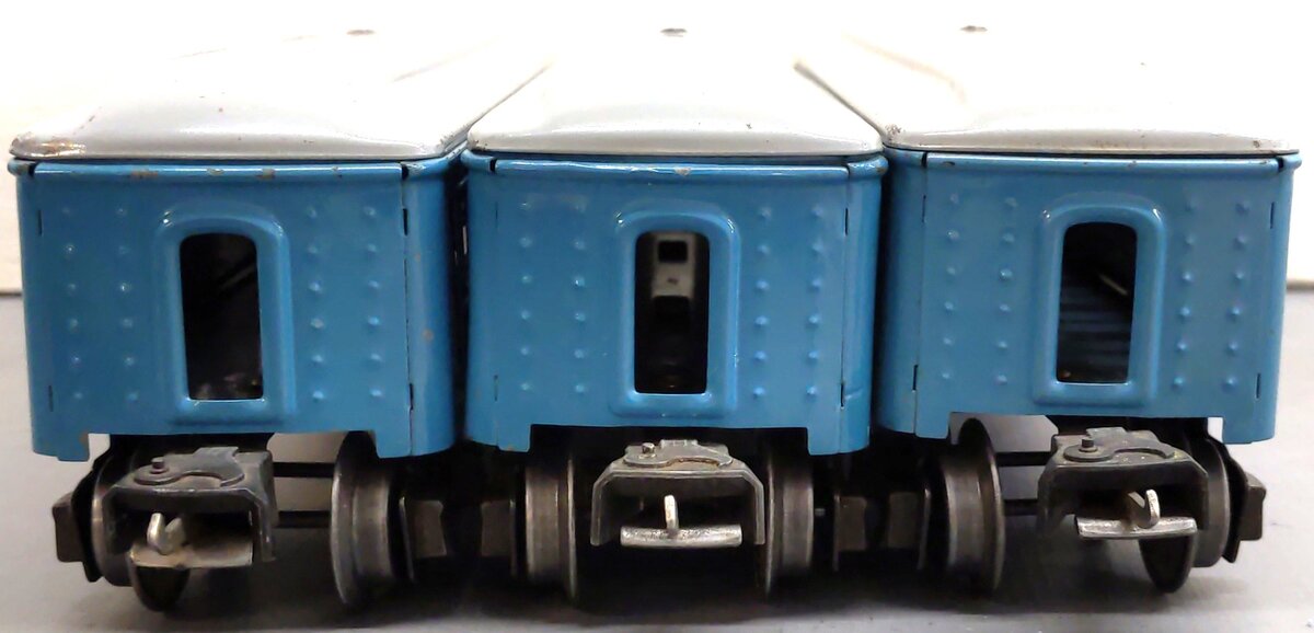Lionel Vintage O Prewar Blue/Gray Tinplate Passenger Cars: 1630, 1631 [3] VG