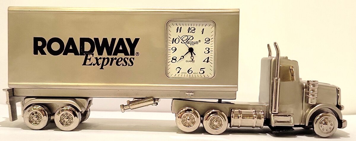 Platinum C375SIL Roadway Express Silver 18 Wheel Truck Clock LN/Box
