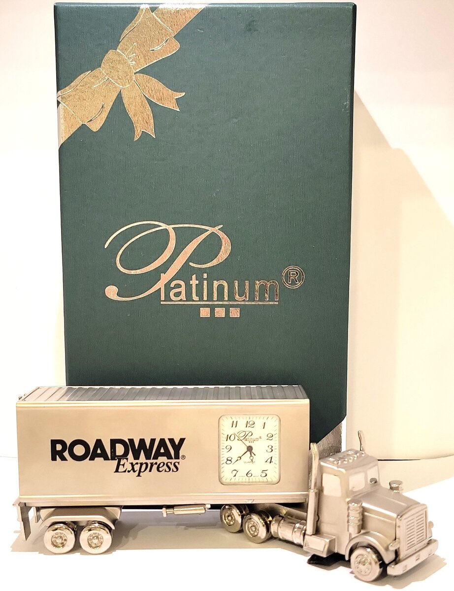 Platinum C375SIL Roadway Express Silver 18 Wheel Truck Clock LN/Box