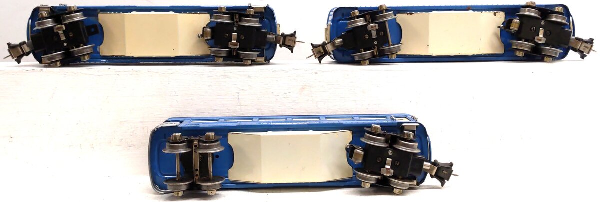 Lionel Vintage O Gauge Prewar Blue Tinplate Passenger Cars: 2613, 2614, 2615 [3] VG