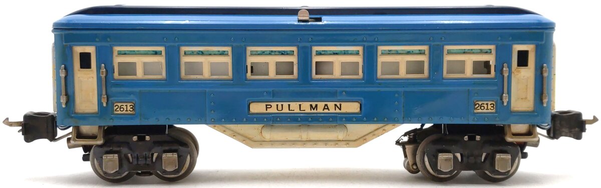 Lionel 2613 Vintage O Prewar Blue Comet Two-Tone Blue Tinplate Pullman Car VG