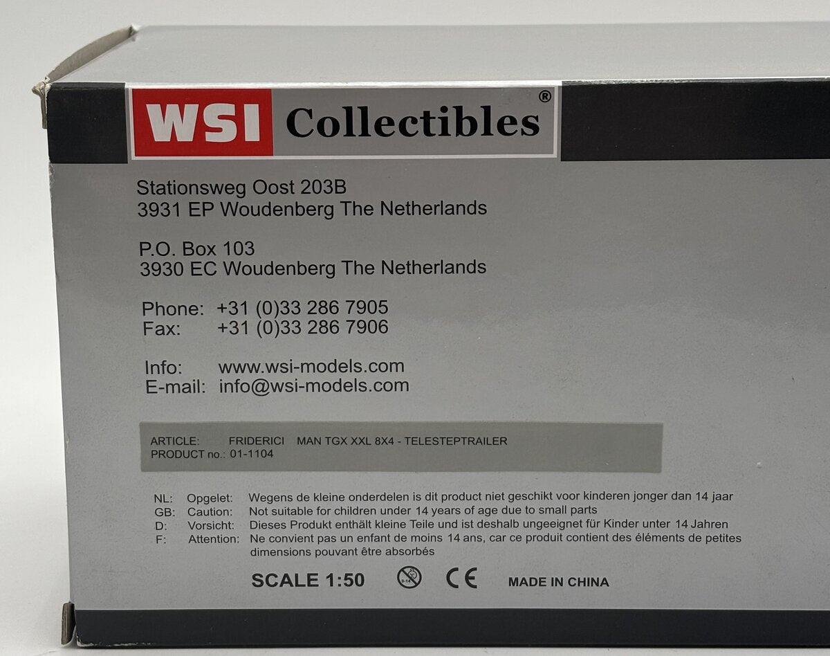 WSI 01-1104 1:50 Friderici Man TGX XXL 8x4-Telesteptrailer LN/Box