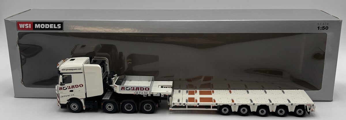 WSI 01-2439 1:50 Gruas Aguado MB Arocs MP4 Big Space SLT 8x4 w/Low Loader 5-Axle LN/Box