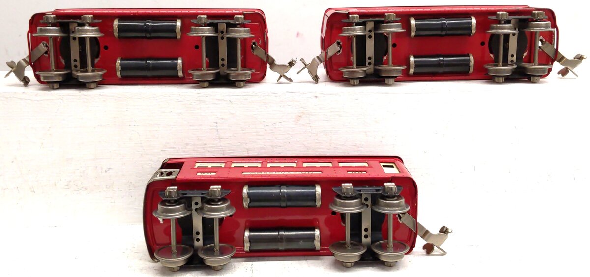 Lionel Vintage O Prewar Red Tinplate Passenger Cars: 603, 604 [3] VG
