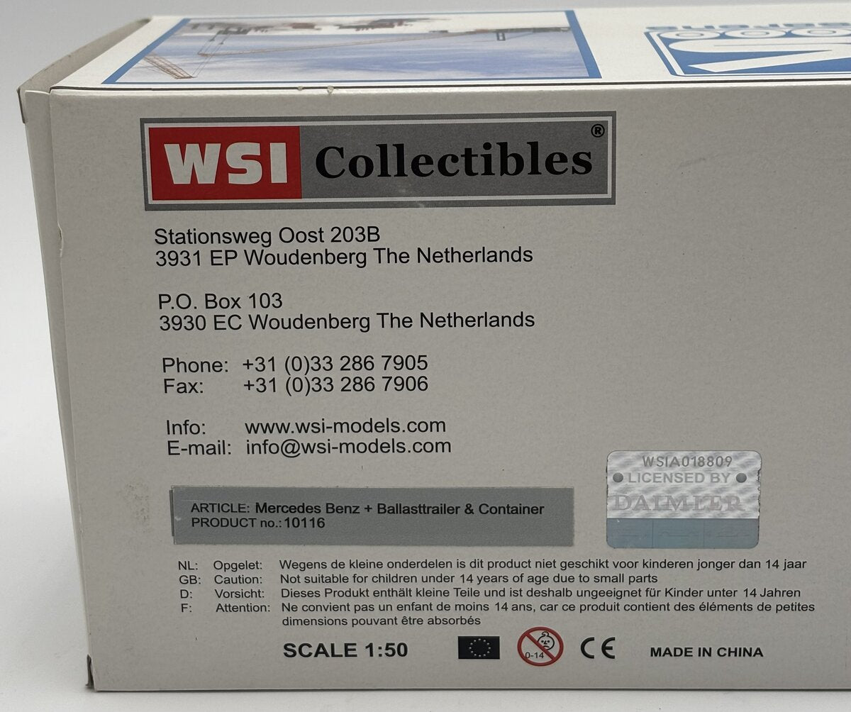 WSI 10116 1:50 Sarens Mercedes Benz w/Ballast Trailer & Container LN/Box