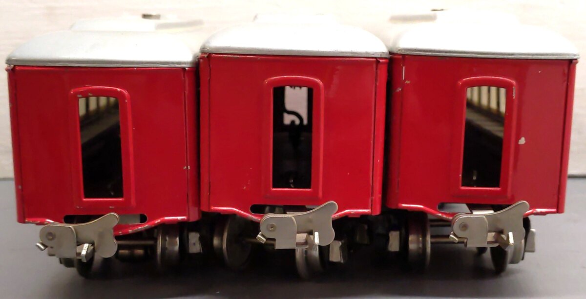 Lionel Vintage O Prewar Red/Silver Passenger Cars: 610, 612 [3] VG