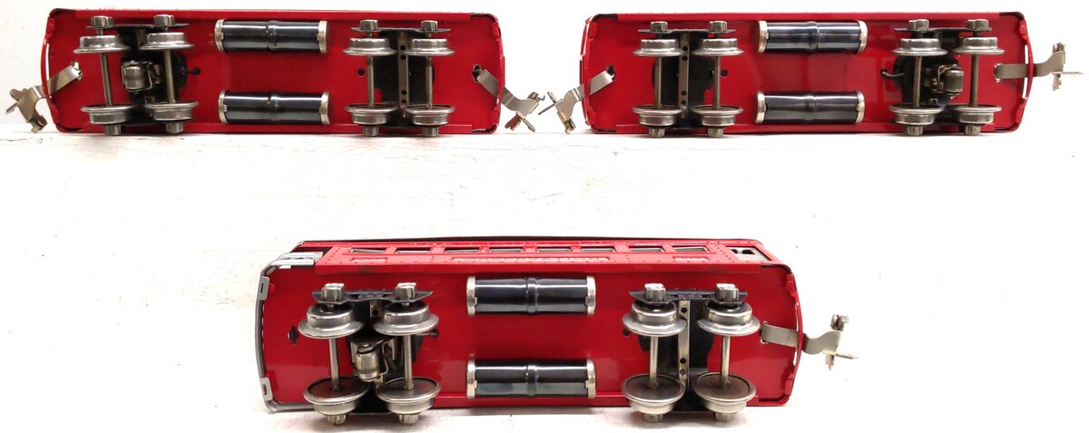 Lionel Vintage O Prewar Red/Silver Passenger Cars: 610, 612 [3] VG