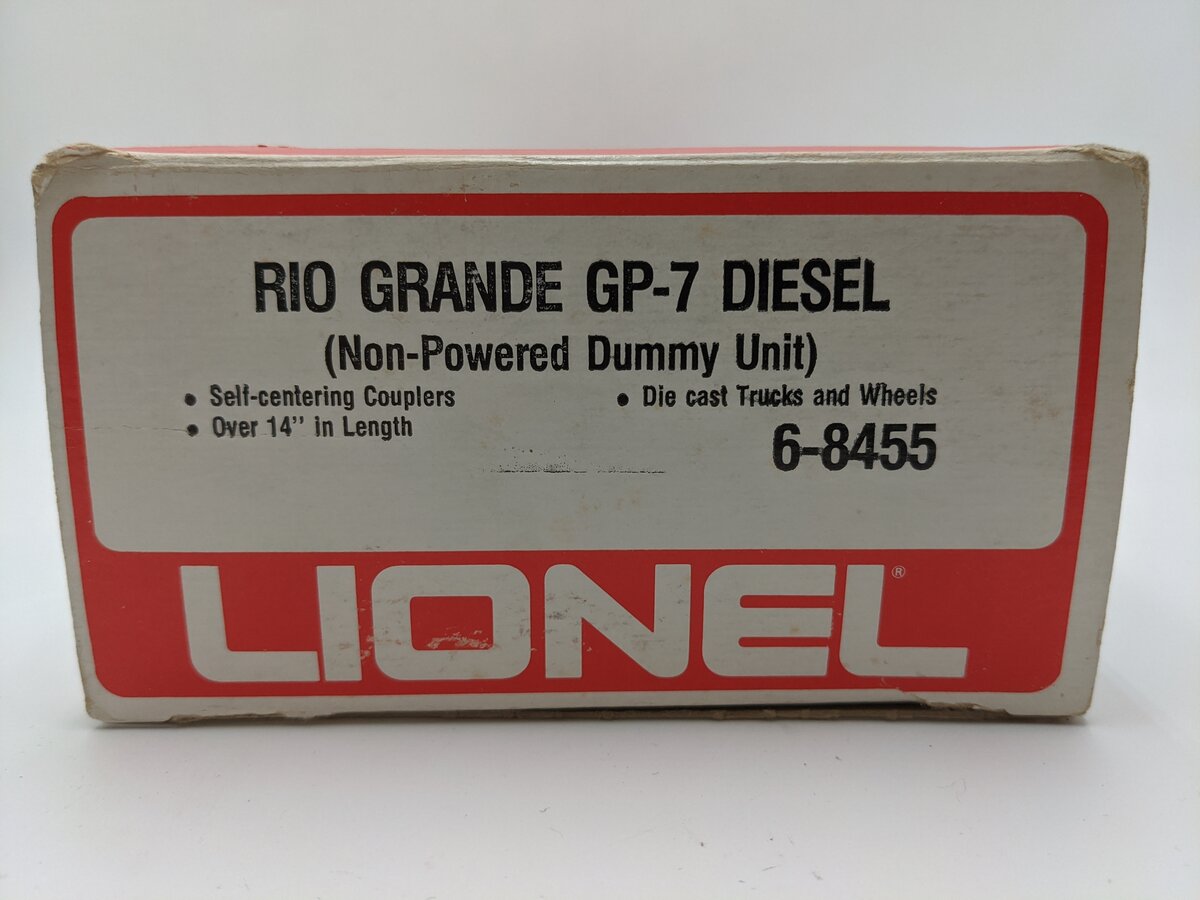 Lionel 6-8455 O Gauge Rio Grande GP-7 Dummy Diesel Locomotive #8455 VG/Box