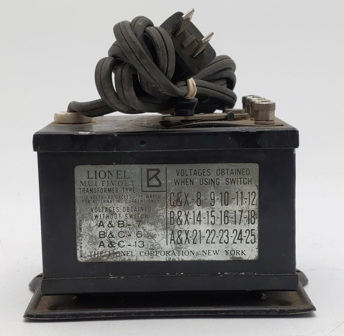 Lionel B Vintage O Prewar 75-Watt Multivolt Transformer VG/Box