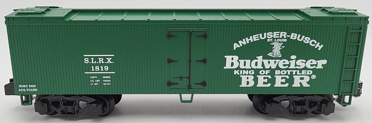 American Flyer 2001015 S Gauge SLRX Budweiser Woodsided Reefer #1819 LN/Box
