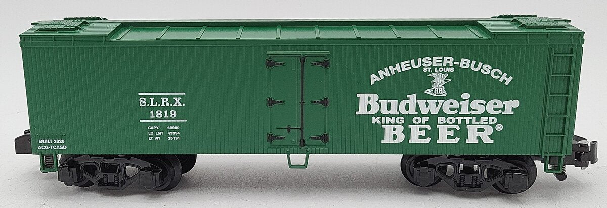 American Flyer 2001015 S Gauge SLRX Budweiser Woodsided Reefer #1819 LN/Box