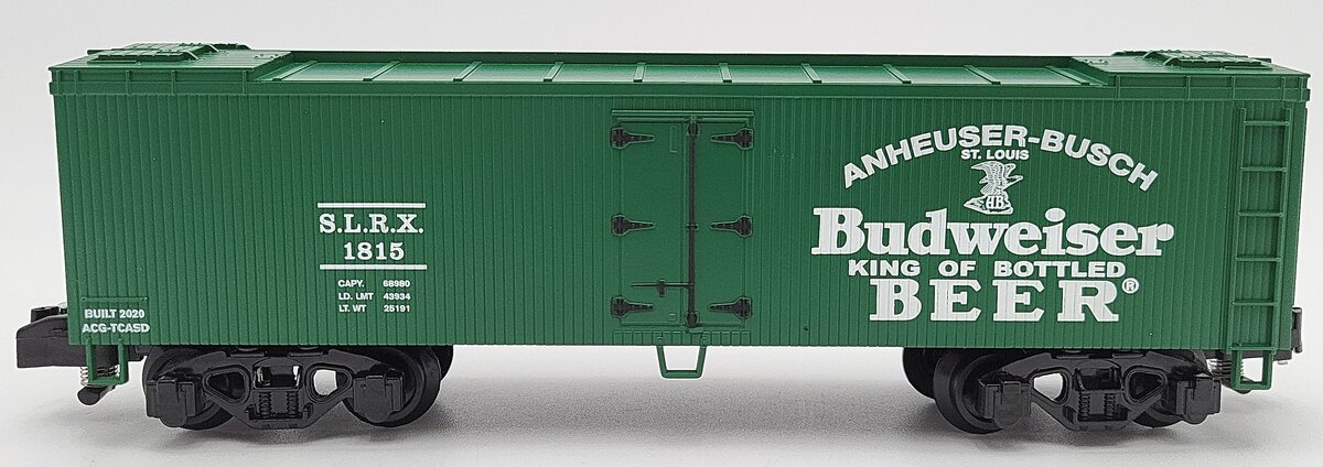 American Flyer 2001014 S Gauge SLRX Budweiser Woodsided Reefer Car #1815 LN/Box