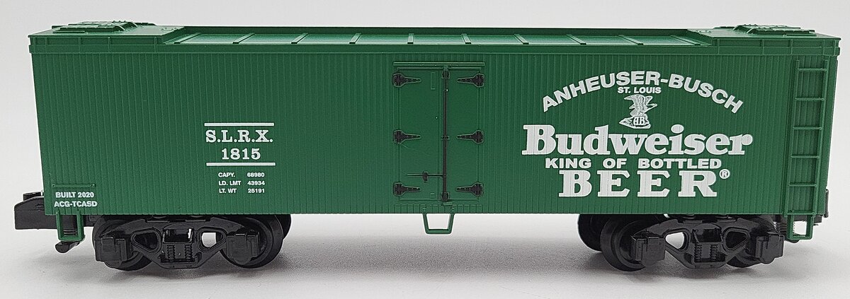American Flyer 2001014 S Gauge SLRX Budweiser Woodsided Reefer Car #1815 LN/Box