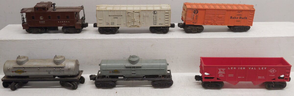 Lionel O Gauge Assorted Freight Cars; 6034, 6428, 6465, 6035, 25000, 6457 [6]
