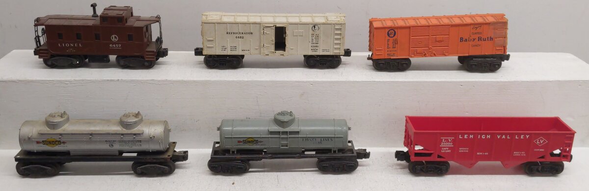 Lionel O Gauge Assorted Freight Cars; 6034, 6428, 6465, 6035, 25000, 6457 [6]