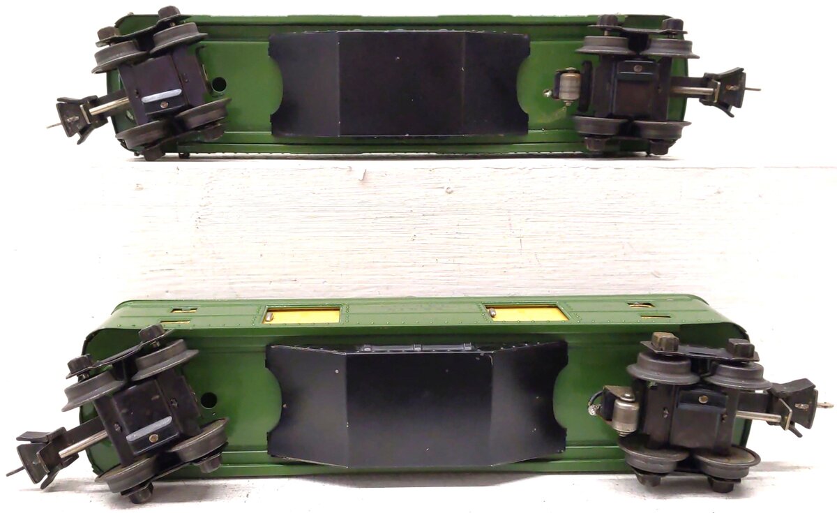 Lionel Vintage O Prewar Two-Tone Green Tinplate Passenger Cars: 2615, 1613 [2] VG