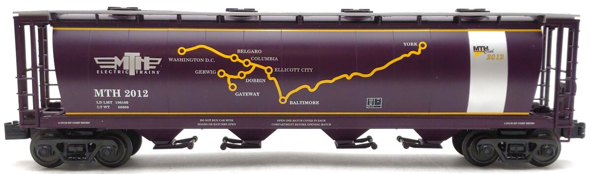 MTH 30-75406 O Gauge MTHRRC-2012 4-Bay Cylindrical Hopper LN/Box