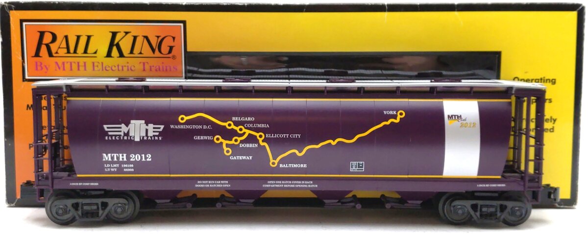 MTH 30-75406 O Gauge MTHRRC-2012 4-Bay Cylindrical Hopper LN/Box