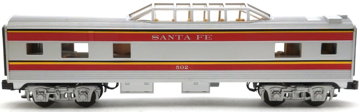 MTH 30-6103S-2 O Gauge Santa Fe O-27 Streamlined Vista Dome Car #502 LN/Box