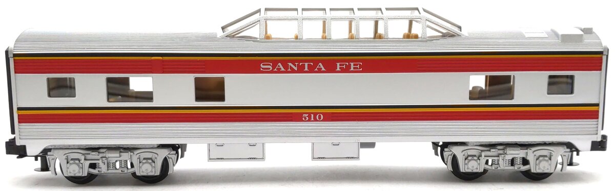 MTH 30-6103S-2 O Gauge Santa Fe O-27 Streamlined Vista Dome Car #510 LN