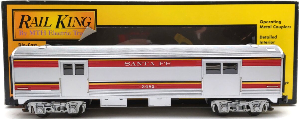 MTH 30-6103S-1 O Gauge Santa Fe Streamlined Baggage Car #3482 LN/Box