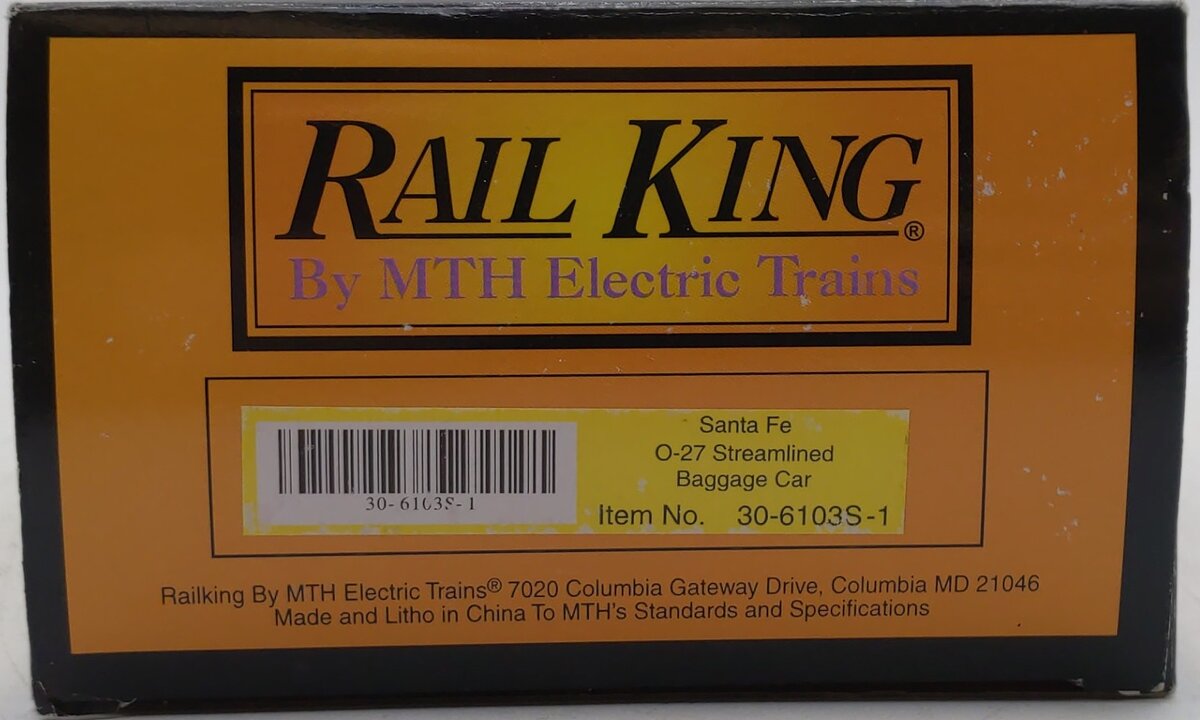 MTH 30-6103S-1 O Gauge Santa Fe Streamlined Baggage Car #3482 LN/Box
