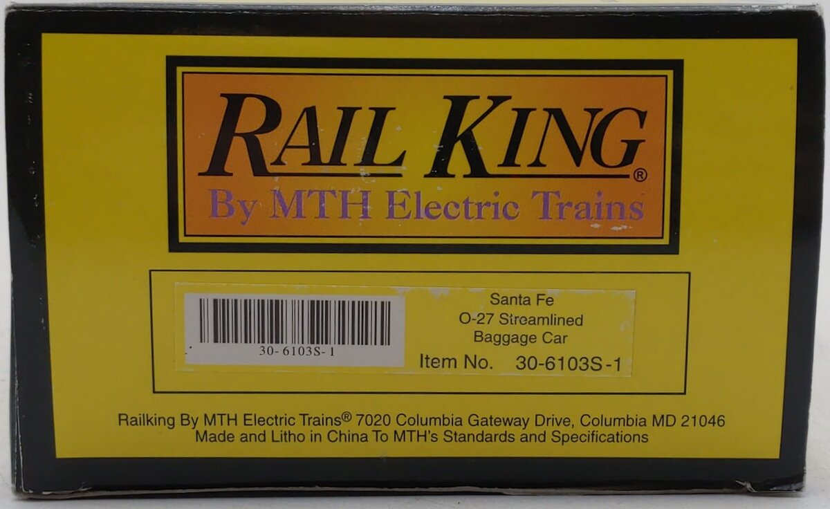 MTH 30-6103S-1 O Gauge Santa Fe Streamlined Baggage Car #3482 LN/Box