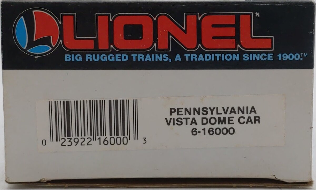 Lionel 6-16000 O Gauge Pennsylvania Tuscan Vista Dome Car #16000 EX/Box