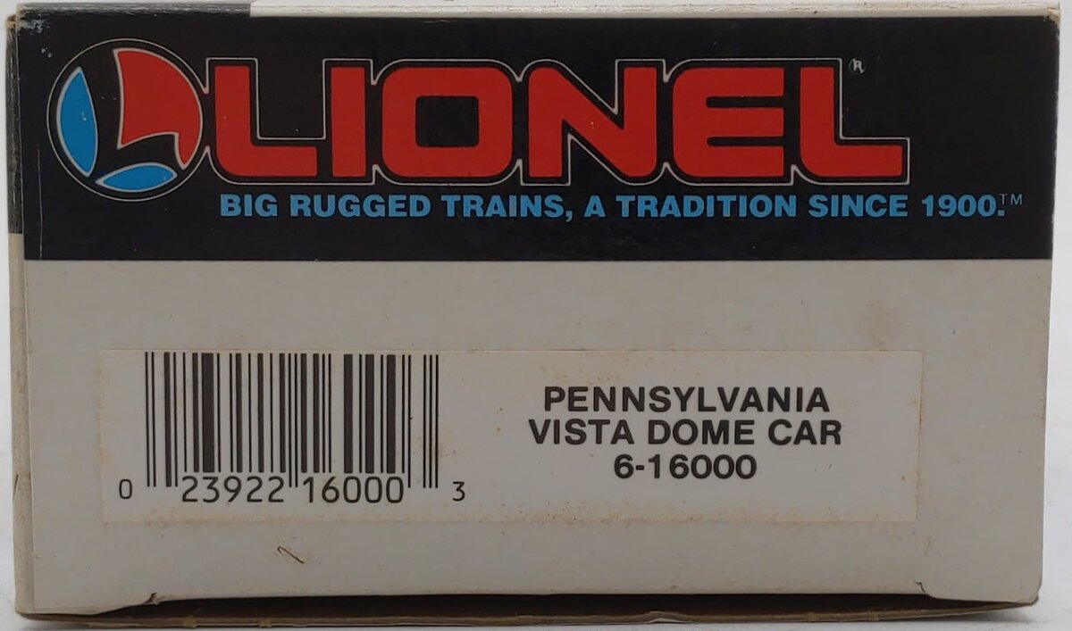 Lionel 6-16000 O Gauge Pennsylvania Tuscan Vista Dome Car #16000 EX/Box