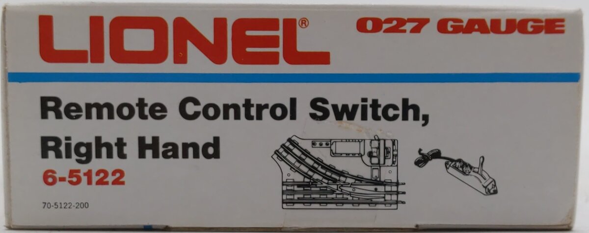 Lionel 6-5122 027 Right Hand Remote Control Switch Turnout VG/Box