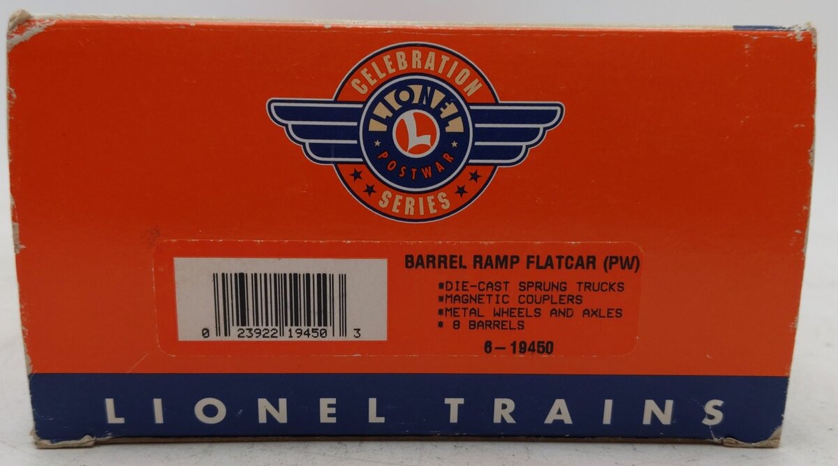 Lionel 6-19450 O Gauge PWC Barrel Ramp Car #6343 EX/Box