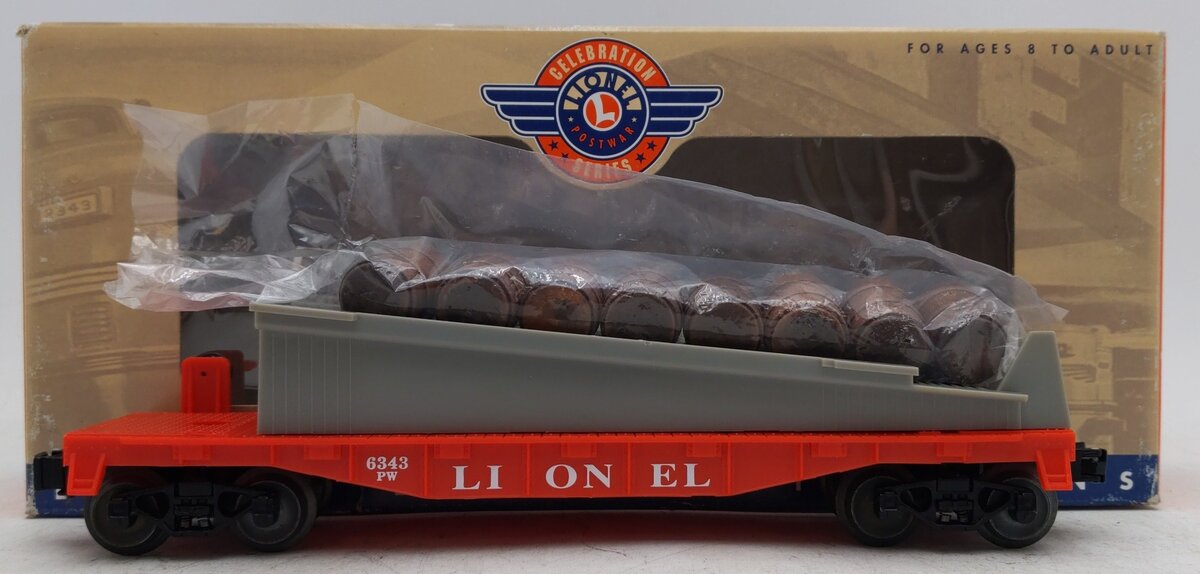 Lionel 6-19450 O Gauge PWC Barrel Ramp Car #6343 EX/Box