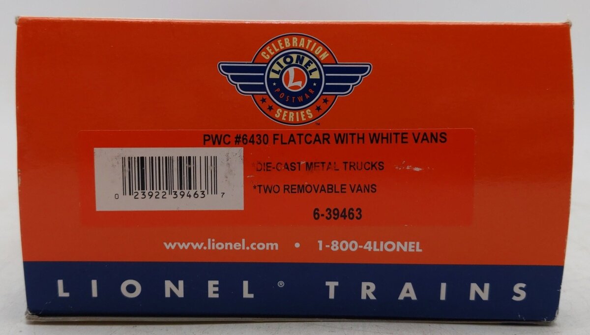Lionel 6-39463 O Gauge PWC Flatcar with Cooper-Jarrett Trailers #6430 EX/Box