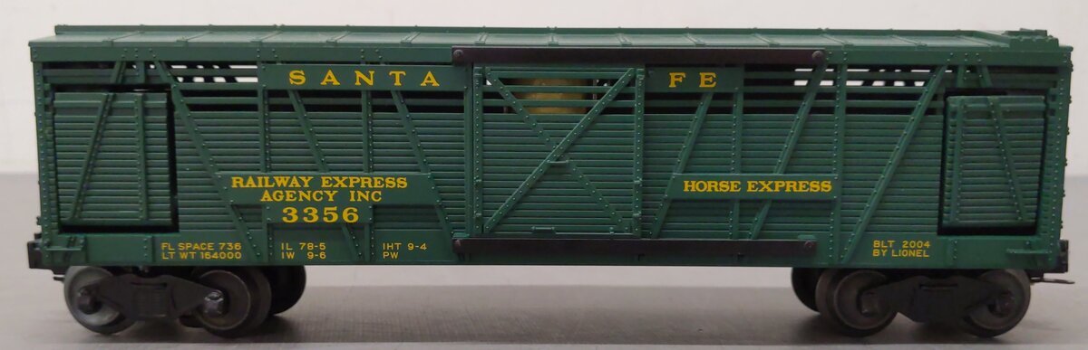 Lionel 6-19895 O Gauge PWC 3356 Santa Fe Operating Horse Car & Corral EX/Box