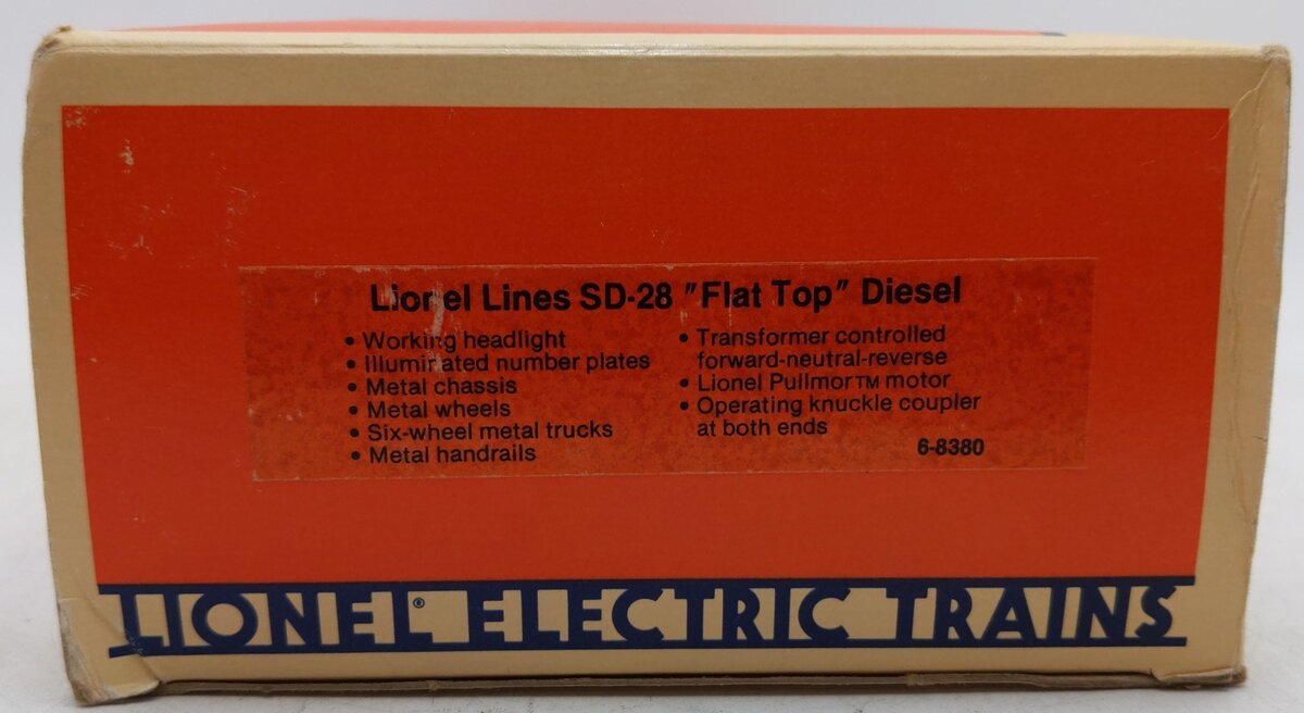 Lionel 6-8380 O Gauge Lionel Lines SD28 "Flat Top" Diesel Locomotive EX/Box