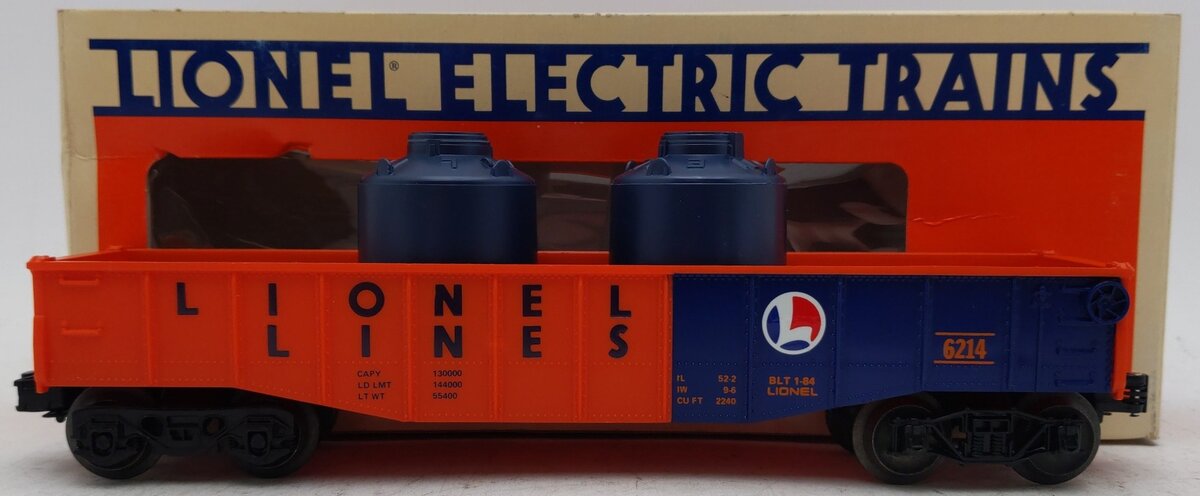 Lionel 6-6214 O Gauge Lionel Lines Gondola w/Canisters EX/Box