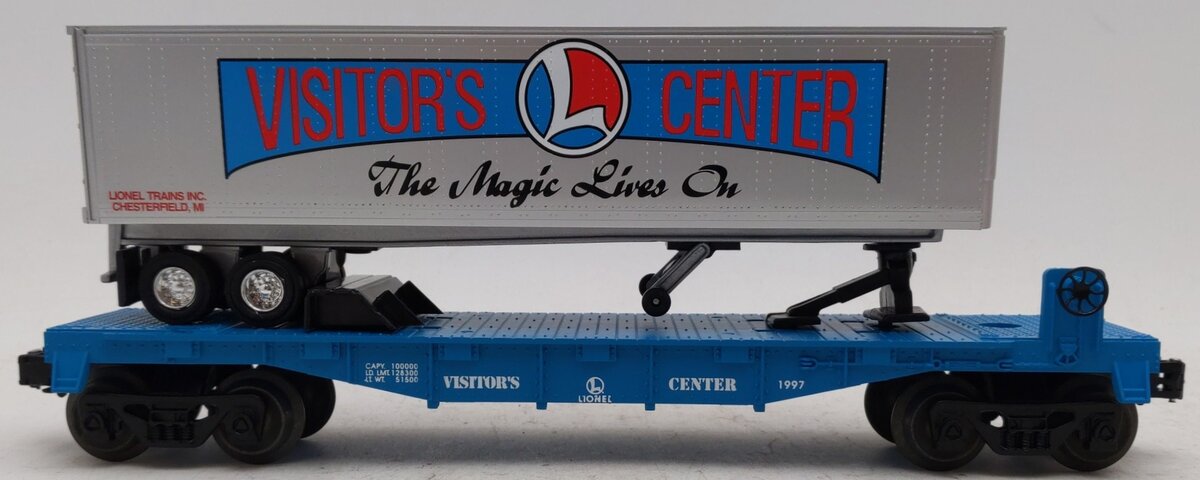 Lionel 6-19948 O Gauge 1997 Visitors Center Flatcar w/ Tractor Trailer EX/Box