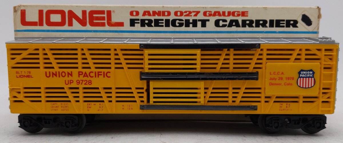 Lionel 6-9728 O Gauge Union Pacific LCCA Bi-level Stock Convention Car #9728 EX/Box