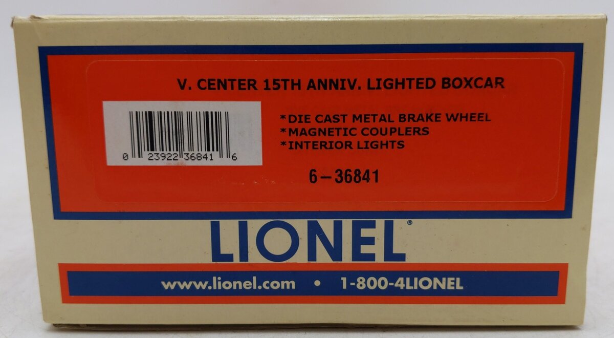 Lionel 6-36841 O Gauge Visitor's Center 15Th Anniversary Lighted Boxcar #071208 EX/Box