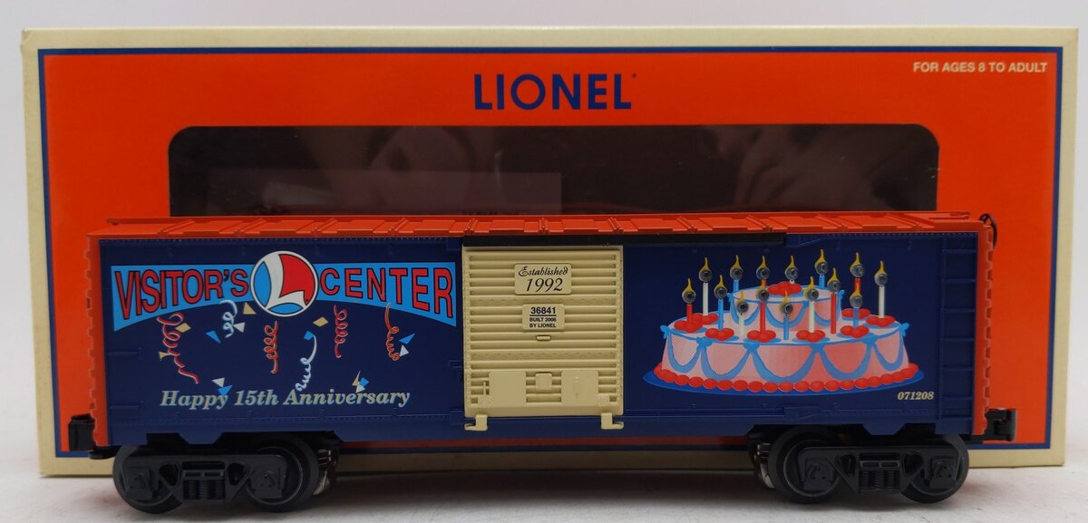Lionel 6-36841 O Gauge Visitor's Center 15Th Anniversary Lighted Boxcar #071208 EX/Box