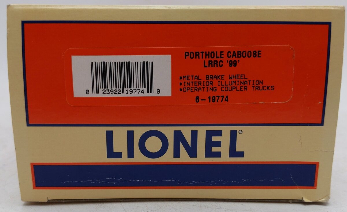 Lionel 6-19774 O Railroader Club 1999 N5C Lighted Porthole Caboose EX/Box