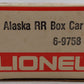 Lionel 6-9758 O Gauge Alaska Railroad Boxcar EX/Box