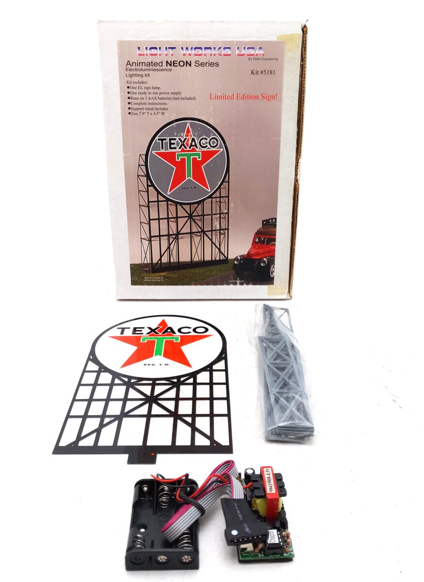 Miller Engineering 5181 HO/O Texaco Animated Neon Series Billboard LN/Box